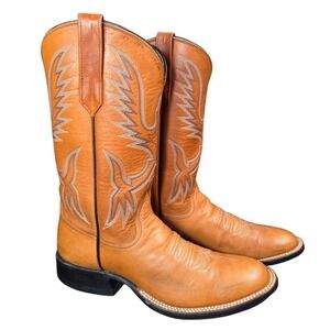 Vintage Rios Of Mercedes Womens Leather Roper Cowboy Boots Texas Made Orange 6A